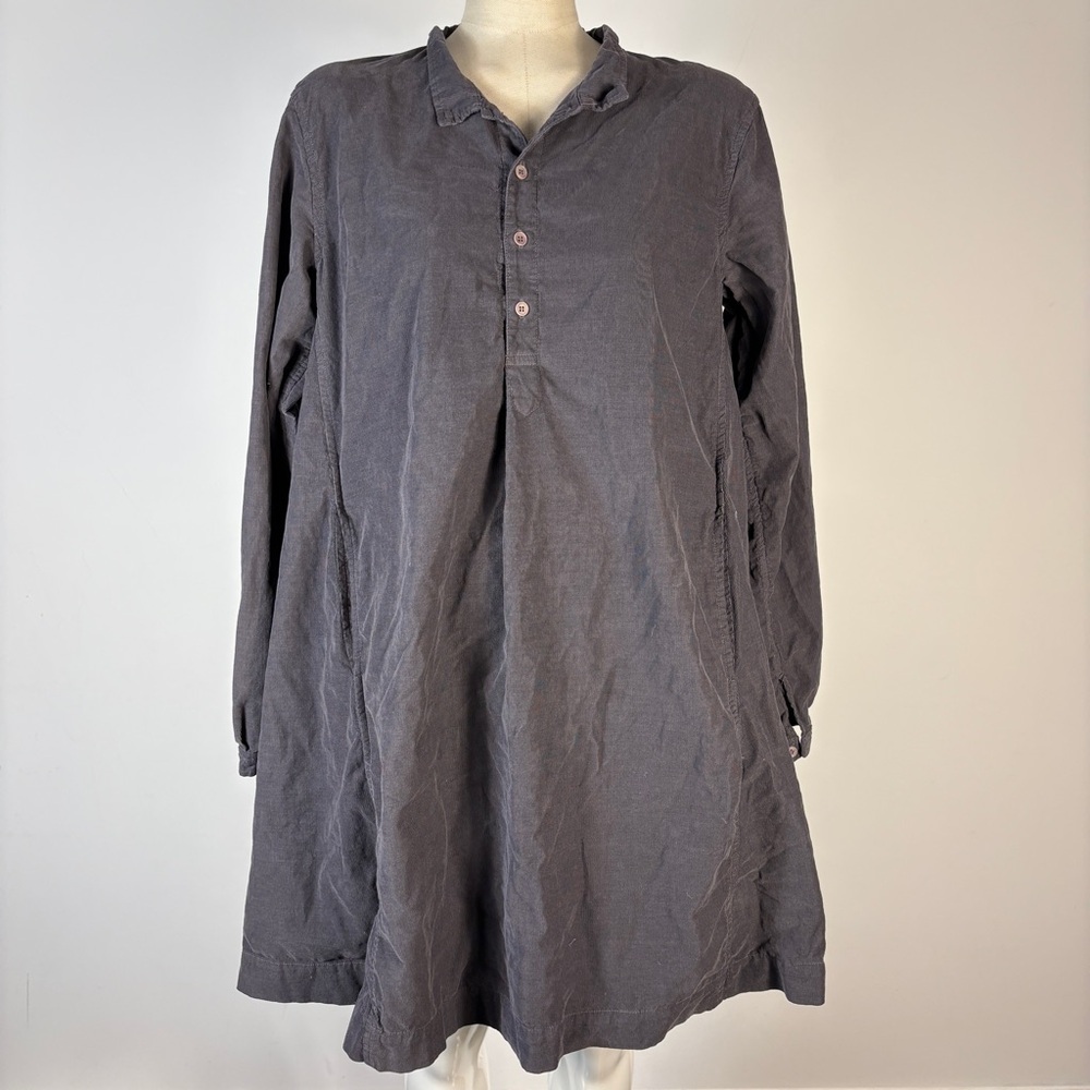 ❤️ CP Shades Gray Cotton Tunic Dress S Lagenlook Coastal Minimalist